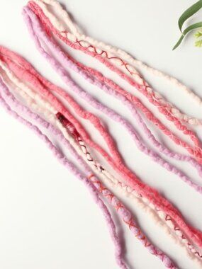 Pink Purple Merino Wool Clip In Dreadlocks Extensions Handmade Miss Violet Lace